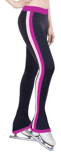 NY2 SPORTSWEAR Figure Skating Practice Pants with Side Stripe Fuchsia/Two Tones (Child Extra Small)