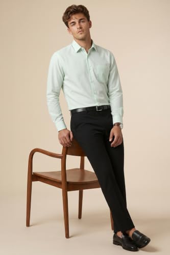 Image of Peter England Men's Slim Fit Full Sleeve Pin-Striped Formal Shirt | Cotton-Rich | Wonder Fabric | Pin Point Oxford