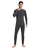 woolcano Thermounterwäsche Herren Set, 100 % Merinowolle, Leichtes Ski-Funktionsunterwäsche Set, Ideal für Winter & Outdoor, 190g/m² Heidegrau L