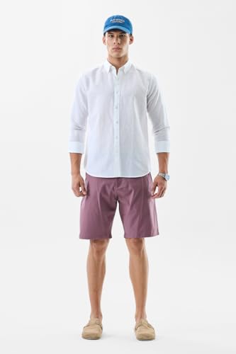Image of SNITCH Men Casual Shorts | Regular Fit Mid Rise Solid Pattern | 100% Cotton Smooth Texture with Drawstring Closure & Elastic Waistband for Summer & Club Wear