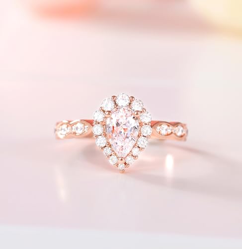 TIGRADE 1CT Bridal Ring Sets Teardrop Wedding Band Vintage Pear Cubic Zirconia Engagement Ring Halo CZ Promise Ring Gift for Women Size 3-12.52
