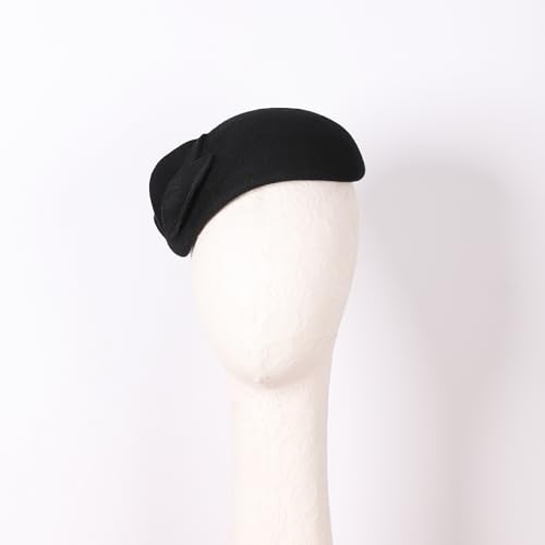 Image of Flower Womens Dress Fascinator Wool Felt Fedora French Pillbox Hat Party Wedding Teardrop Beret