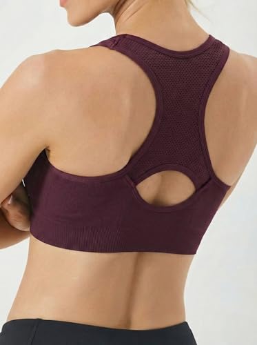 Image of FITTIN Supportive Sports Bras for Women: Padded Racerback for Yoga Workout | Full Coverage No Bounce Zero-Pressure Comfort Wide Strap Seamless for Pilates Gym - for C-DDD Cups Plus Size Large Bust Women