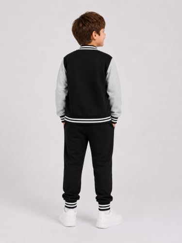 Image of Cakaner Boys Color Block Button Down Shirt and Jogger Pants Button Up Sweatsuits Sets (Size: 5-12T)