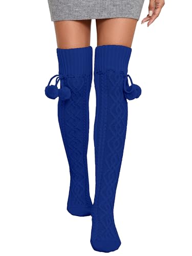 Image of YELAIVP Women's Thigh High Socks - Extra Long Cable Knit Over the Knee Socks and Leg Warmers