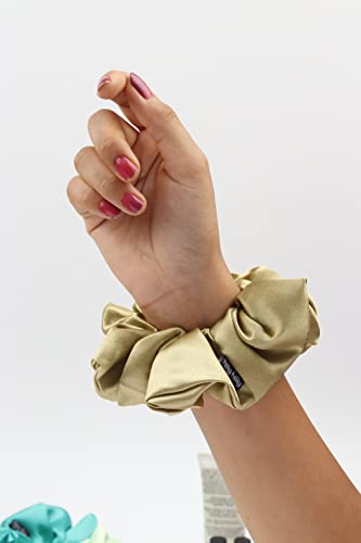 Image of Premium Satin Scrunchies for Women | Hair Bands, Ponytail Holders & Rubber Bands | Oversize, Fluffy, No-Damage Hair Ties | Girls Hair Accessories | Extra Large Size | Pack of 7