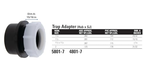 Image of NIBCO - I01455H U580127 11 /2 SPGXSJ TRAP ADAPTER ABS, Black, 1-1 /2 inch (U580127112) (Pack of 10)