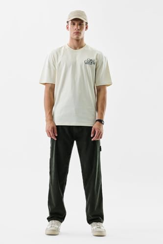 Image of SNITCH Men Cargo Pants | Relaxed Fit with Textured Corduroy Design | 100% Cotton Fabric & Button Closure for Casual Wear, College Wear & Streetwear