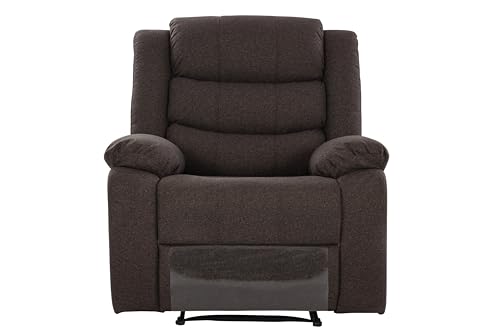 Image of Urban living - Illinois Single Seater Fabric Manual Recliner | 1 Seater Sofa | Single Sofa Recliner | 1 Seater Chair Sofa | 1 Year Warranty | Dark Brown