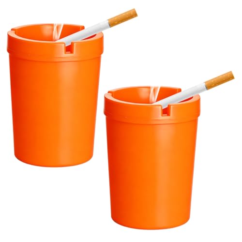 Ohleats 2PCS Car Ashtray, Smokeless Self-Extinguishing Cup, Orange