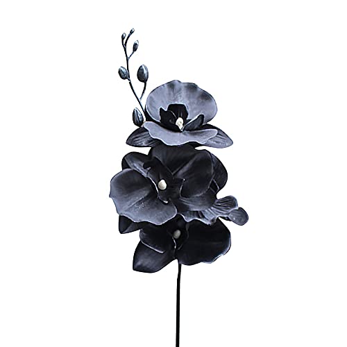 ASSR Künstliche Phalaenopsis-Blume, Einzelzweig, 6 Stück, 15 Künstliche Schwarze Orchidee, Langer Stiel, Aus Viskose, Tanzende Damen Blumenstrauß Dekoration für Home Office Hochzeit Party Vase Filler Cover