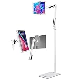 Spessn Adjustable Floor Stand Universal 360-degree Rotatable Metal Tablet Holder Compatible Samsung Galaxy Tab and Phones(White)