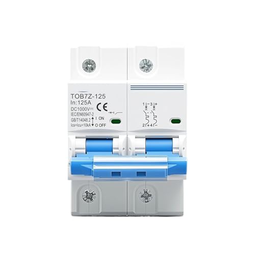 Interruptor principal 1000V 125A con disyuntor 2P DC de curva C para aislamiento de baterías