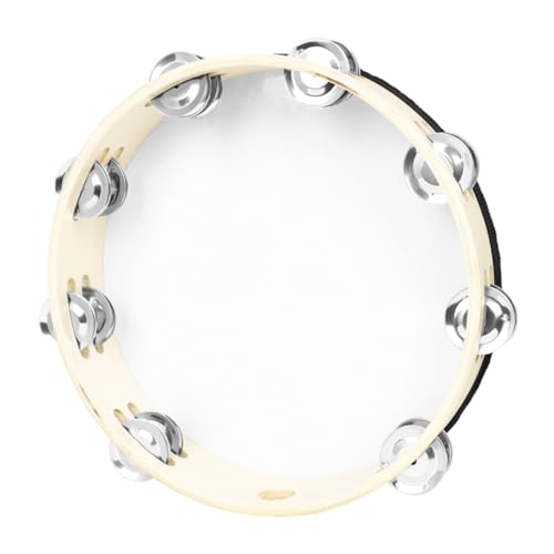 TOPPERFUN タンバリン 打楽器 ハンドベルドラム パーカッションラウンド 木製鼓 鼓のおもちゃ 2列のメタルジングル 楽器シェーカーベル 音楽的なリズムのおもちゃ ペット 二層 子 金属