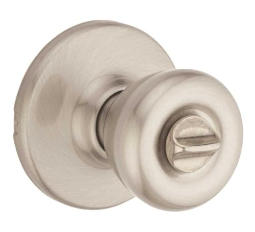 Image of Kwikset Tylo Interior Privacy Door Knob with Lock, Door Handle For Bathroom and Bedroom, Satin Nickel Keyless Turn Lock Doorknob, with Microban Protection