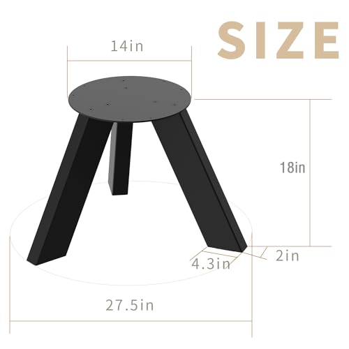 Orgerphy 18” Round Plate Table Base Leg |18 inch Metal Coffee Table Legs Bench Legs | 18" Height 14" Wide Industrial Square Tube Leg for Tea Table Coffee Table Furniture Bench Legs (18 inch)
