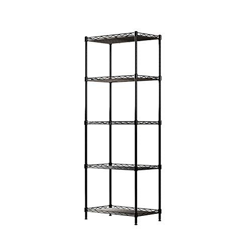 KANTI スチールラック 収納 ラック 棚 5段 幅55×奥行30×高さ158cm ポール径15.8mm メタルシェルフ キッチン棚 ノワール サビに強い