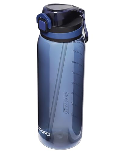 Opard Peak 1000 ml/32 oz Water Bottle with Straw Cap, BPA-Free, Leak Proof Flip Top Bottle