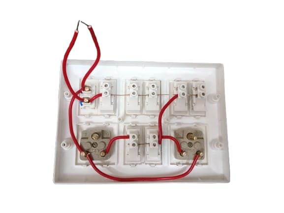 Image of Modular Electrical Switchboard, 6 Switch with 2 Five Pin Socket and Indicator, Premium White Wall Switch Board, Pre-Wired Ready-to-Install, 100% Copper Internal Wiring, Strong Brass Terminals