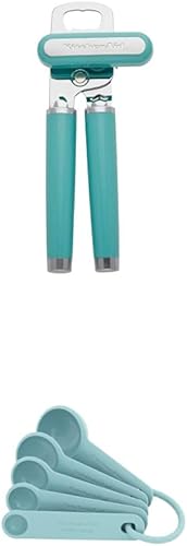 KitchenAid Abrebotellas multifunción clásico, 8.34 pulgadas, cucharas medidoras Aqua Sky & KitchenAid - Juego de 5, Aqua Sky