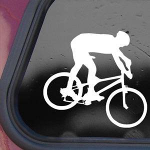 Mountain Bike Biker White Sticker Decal Bicycle Die-cut White Sticker Decal