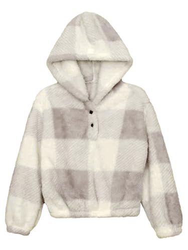 Kaerm Girls Boys Fuzzy Sherpa Hoodie Pullover Fleece Hooded Sweatshirt Warm Jacket Top for Kids