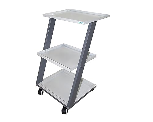 Image of Physio Therapy 3 Layer Shelfs Metal Body Unique Z Trolley with Wheels Moveable for Clinics, Hospitals, Spa, Salon, Office & Shop Etc. DSB-49