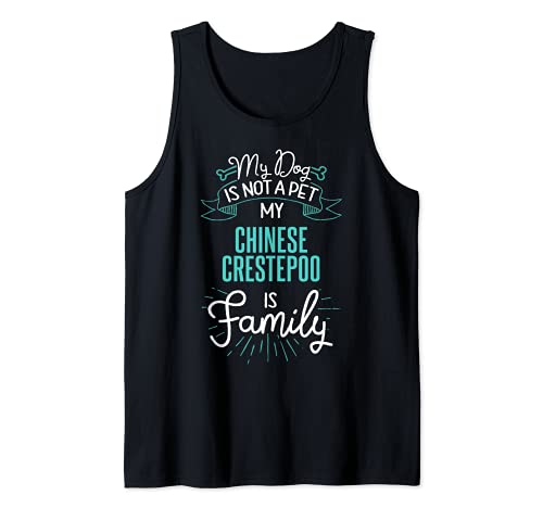 Cute Chinese Crestepoo Design Family Dog Giftn Tank Top, Black