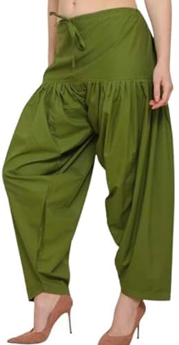 Women's Semi Cotton Patiala Salwar, Drawstring Waist, Turquoise Loose Fit-picture-16