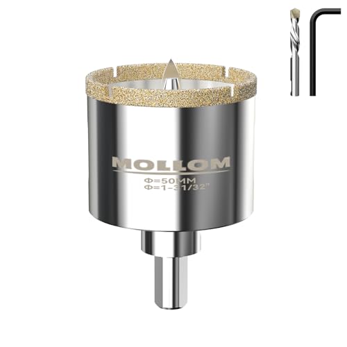 Image of MOLLOM 1-31 /32 inch (50mm) Diamond Hole Saw with 2 Pilot Drill Bit