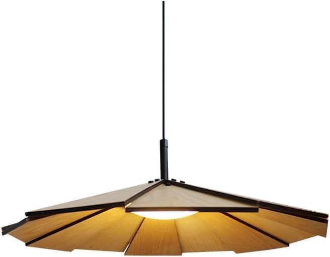 Suspension conique ajourée en bois noble lustre suspendu style ferme moderne