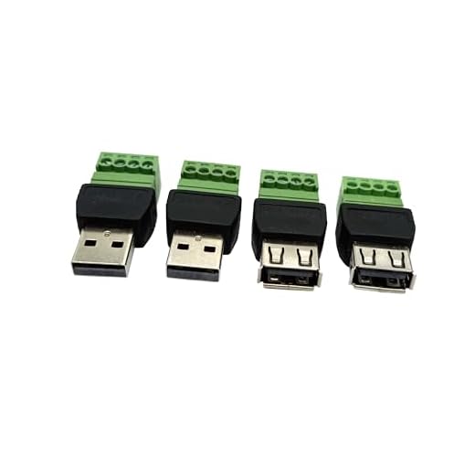 Qaoquda 4Pack USB A Male & Female to 4 Pin Screw Terminal Solderless Bolt Screw Terminals Converter Charging Adapter