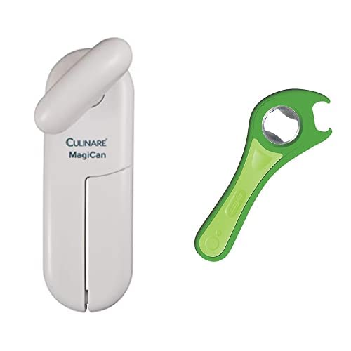 CULINAREMagiCan Opener - Manual tin opener with a powerful stainless steel blade and a wide, comfortable handle for safety and ease, in white Zyliss 5-in-1 Opener, Green
