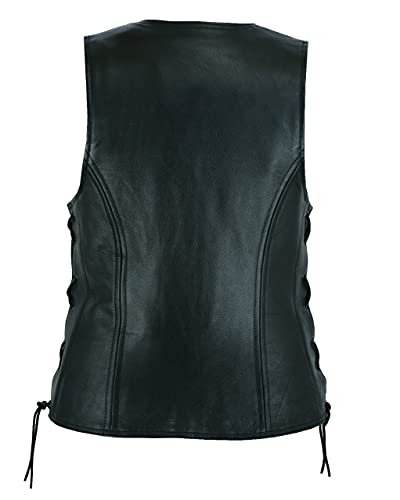 RUBSONS Women’s Leather Biker Motorcycle Vest (DE/NL/SE/PL, Alphanumerisch, M, Regular, Regular, SCHWARZ)
