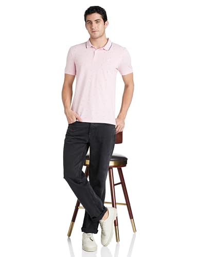 Image of Allen Solly Men's Polo T-Shirt | Polycotton Blend | Color-Block Print | Regular Fit | Smart Casual Wear