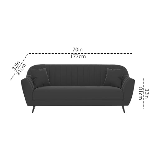 Image of Atticus 3+1+1 Seater Sofa Set for Living Room (Black Colour) Premium Fabric Sofa