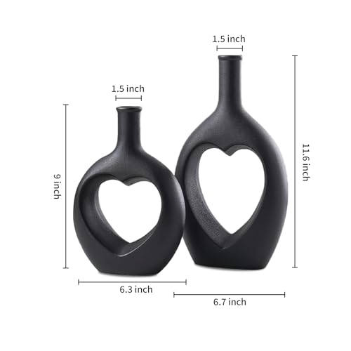 Vaso de cerâmica – Conjunto de 2 para decoração de casa, vasos pampas minimalistas estilo boho nórdi