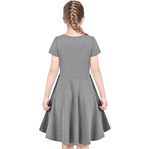 Image of Sunny Fashion Girls Dress Colorful Striped Knitted Cotton Stretch School