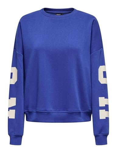 ONLY Damen Sweatshirt ONLSweat Life Back Sleeve Print Pullover Loose Fit 15356793 Surf The Web Birch Houston M