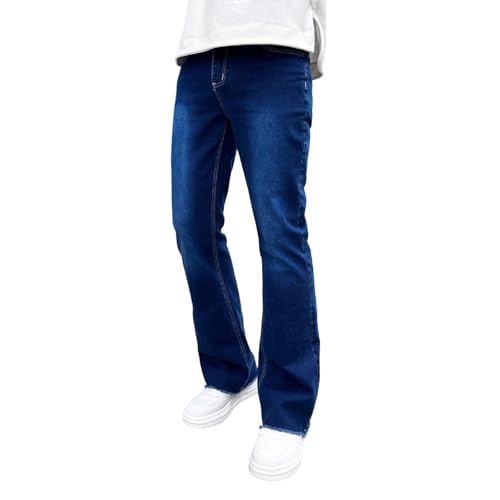 eoeioa Straight Leg Mens Jeans Relaxed Fit Button Elastic Waist Stretch Jeans Summer Casual Denim Pants with Pockets4