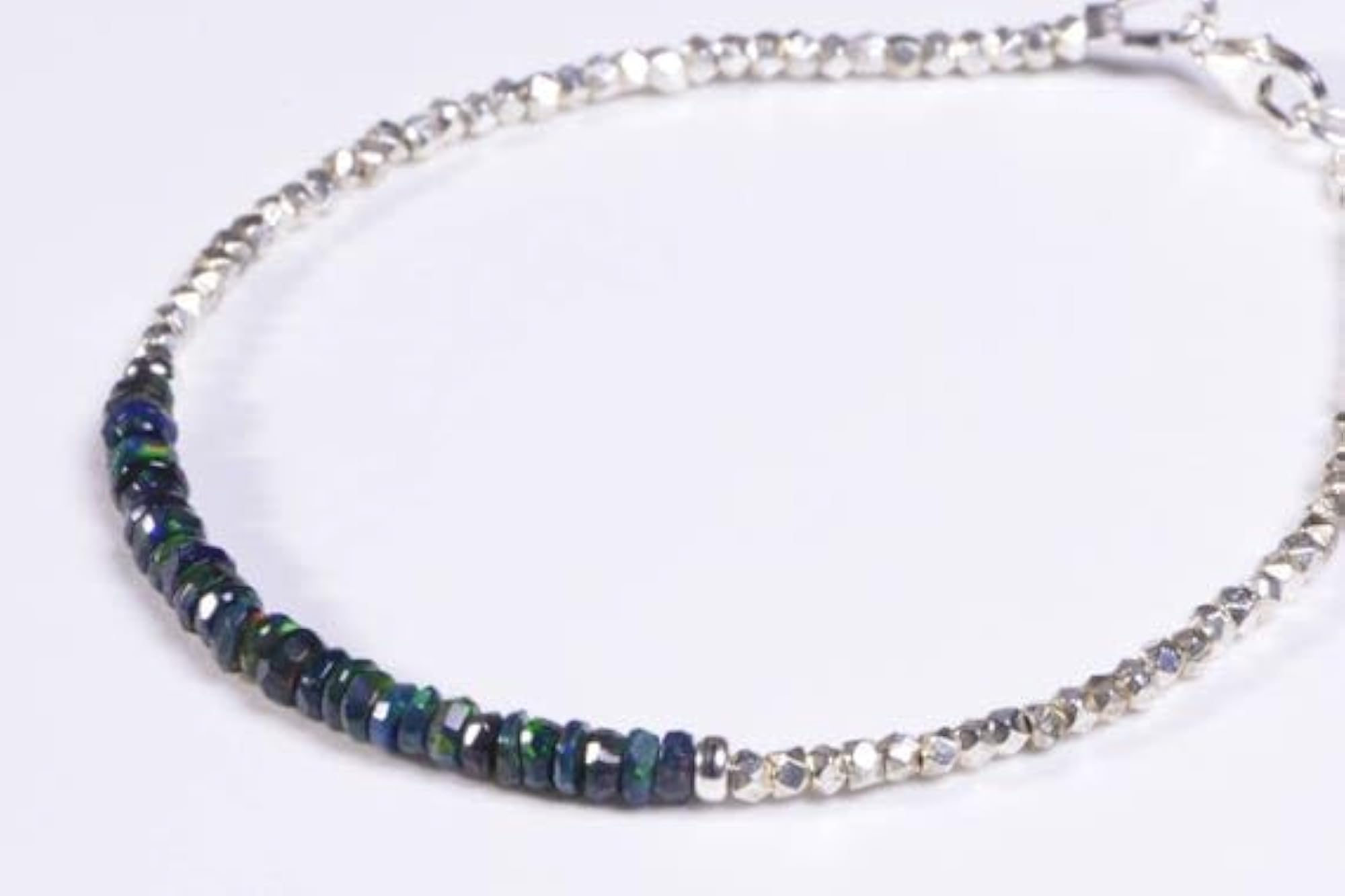 Ethiopian Black Opal Rondelle Beaded Bracelet, Unisex Gift