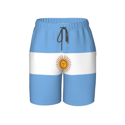 Argentine Flag Youth Beach Pants, Soft and Breathable, with Drawstring Waist, Suitable for Sports and Leisure.