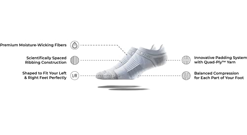 Strideline Basic Low Cut Socks | Quad-Ply Yarn Padding, Direct Compression and Zoned Cushioning, 8 Pack (White, Small)2