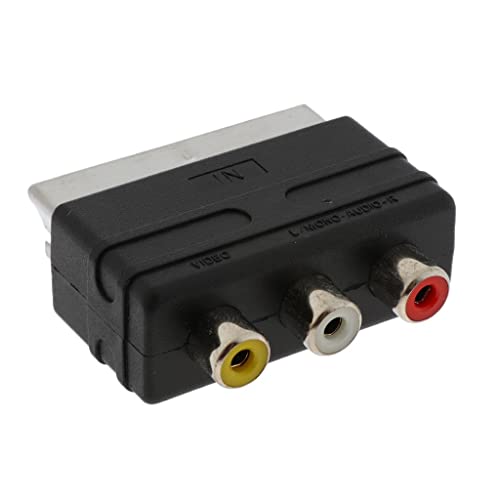 MagiDeal Convertisseur Adpater Audio Vidéo Scart 20 Broches vers Adaptateur 3 RCA pour PS4 WII DVD - Permet d'Utiliser Le Câble AV 3RCA sur l'Entrée Péritel du Téléviseur