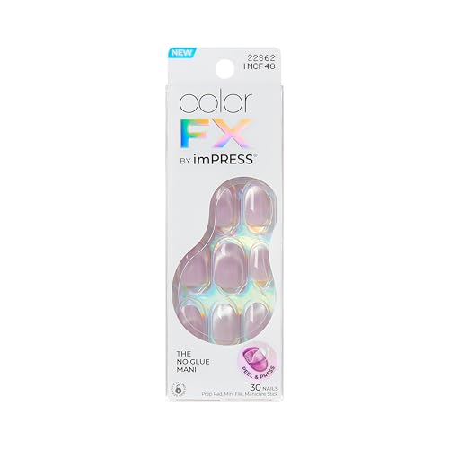 Kiss Impress No Glue Mani Press On Nails ColorFX Diamond Drip Pink Short Size Oval Shape Includes 30 Nails Prep Pad Instructions Sheet 1 Manicure Stick 1 Mini File