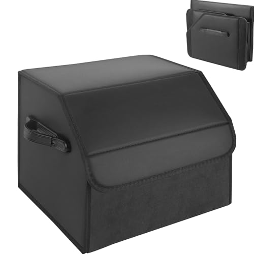 Veftsvy Contenitore per Bagagliaio Auto, Borsa Porta Attrezzi Veicoli, Borsa del Bagagliaio, Organizer per Auto Pieghevole, Organizer da Campeggio Impermeabile con Coperchio, in pelle