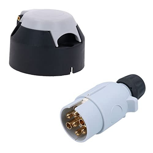 AB Tools Tow Bar Electrics 7 Pin S Type Plastic Grey Socket & Plug for Caravans Hook Up