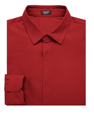 COOFANDY Men's Muscle Fit Dress Shirts Wrinkle Free Long Sleeve Button Down Shirt Stretch Business Shirt4