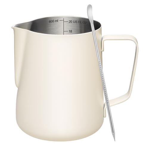 Image of Amrules Milk Frothing Pitcher 20oz Frother Cup Barista Tools, White