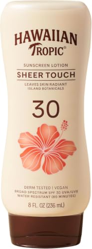 Image of Hawaiian Tropic Sheer Touch Lotion Sunscreen, Moisturizing Broad-Spectrum Protection, SPF 30, Sun, Mango, 8 Oz (Pack of 12)
